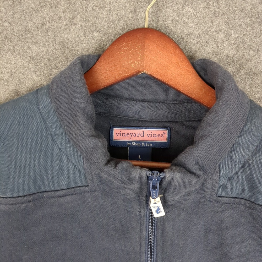 Vineyard Vines Quarter Zip Pullover Sweatshirt Mens Large Navy Cotton - Picture 5 of 12
